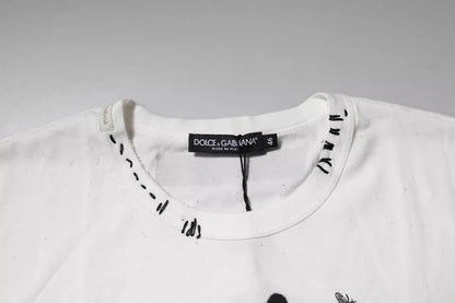 Dolce & Gabbana White Graphic Print Cotton Crew Neck T-shirt