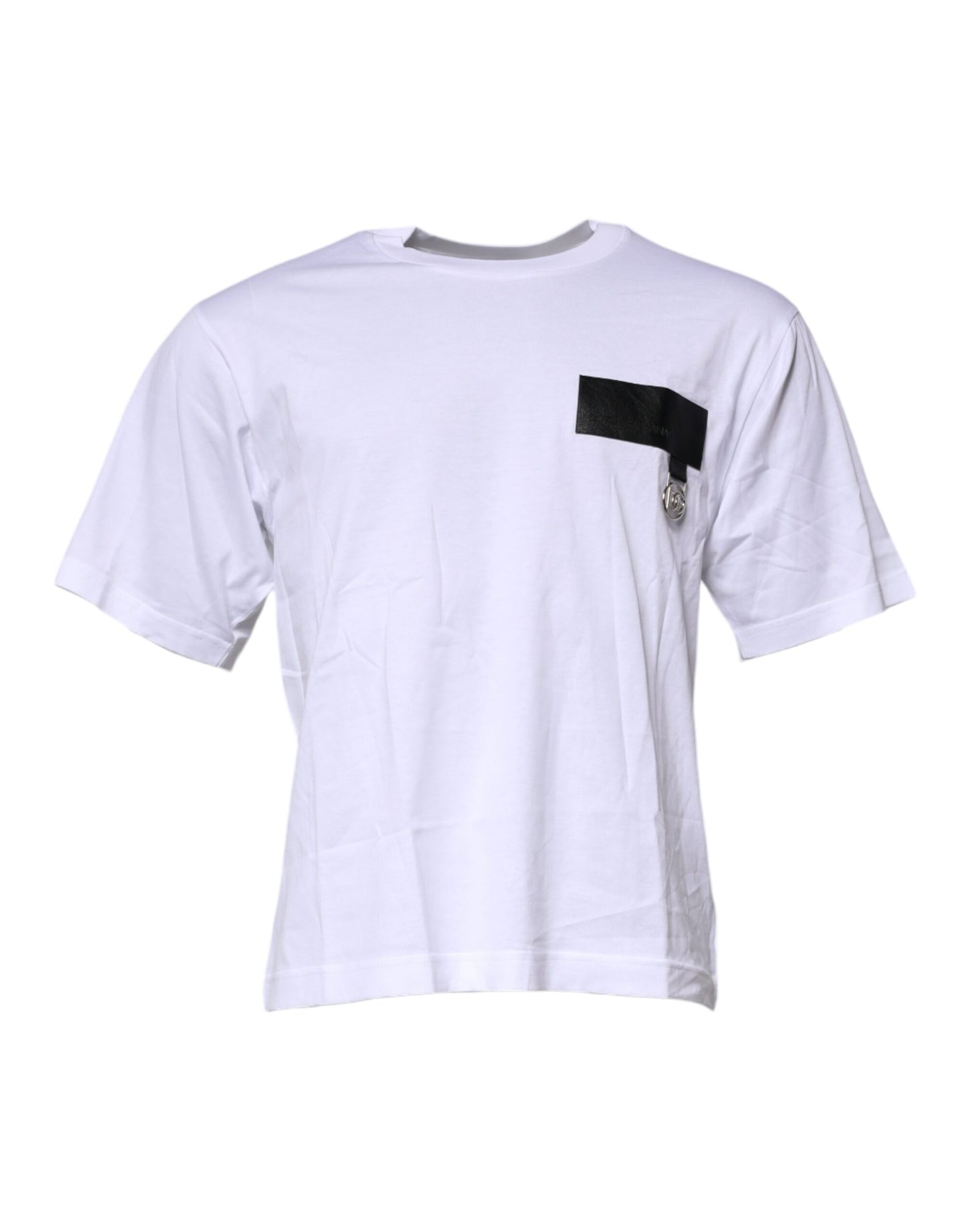 Dolce & Gabbana White Logo Patch Cotton Crew Neck T-shirt