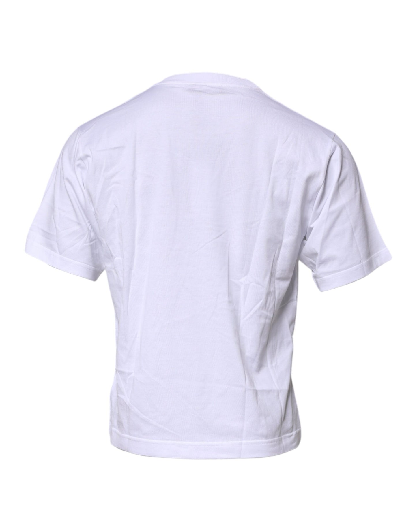 Dolce & Gabbana White Logo Patch Cotton Crew Neck T-shirt