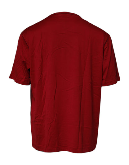 Dolce & Gabbana Red Logo Tape Cotton Crew Neck T-shirt