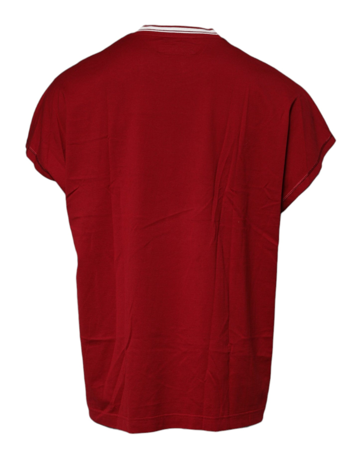 Dolce & Gabbana Red Logo Crown Cotton Crew Neck T-shirt