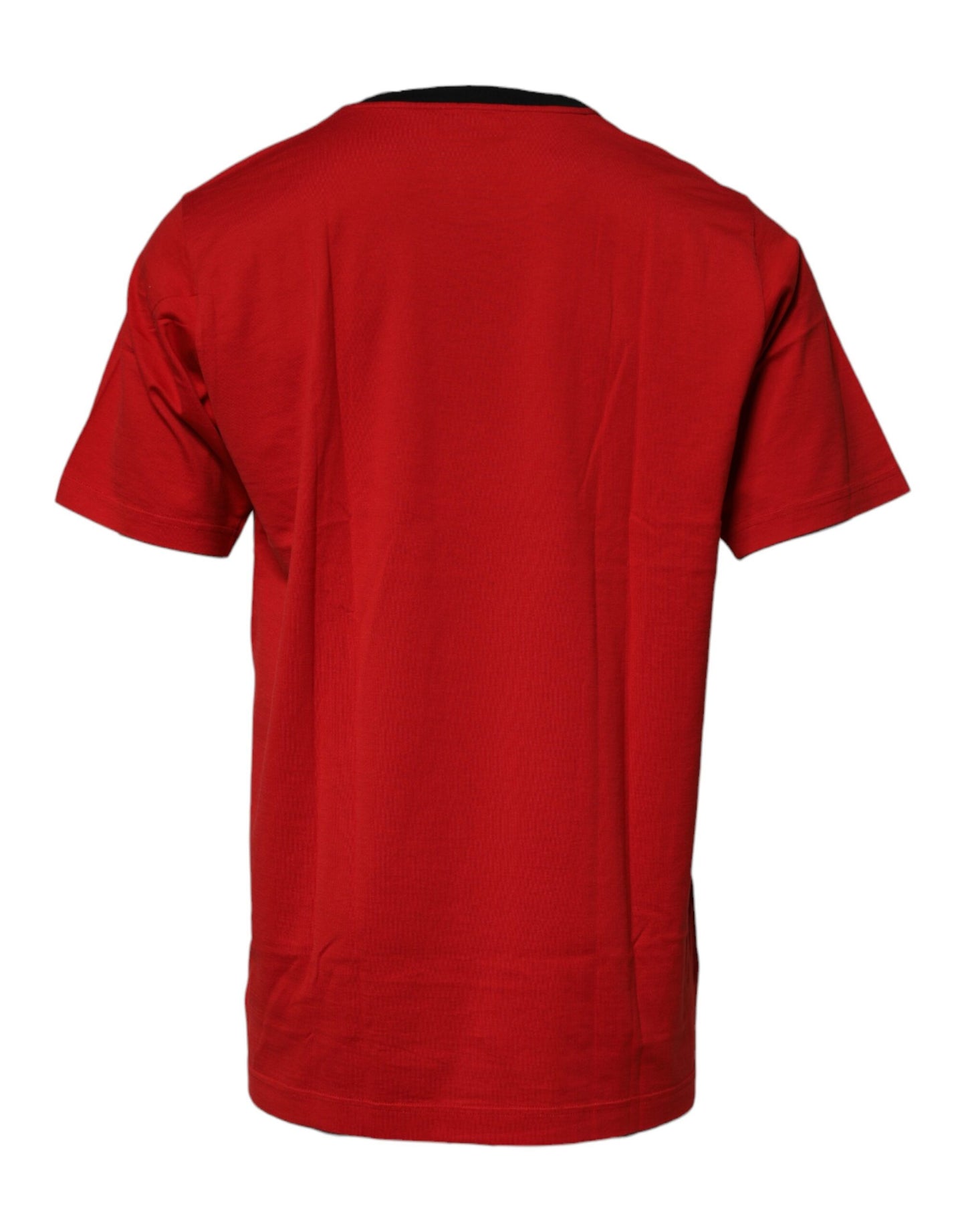 Dolce & Gabbana Red Logo Crown Cotton Crew Neck T-shirt