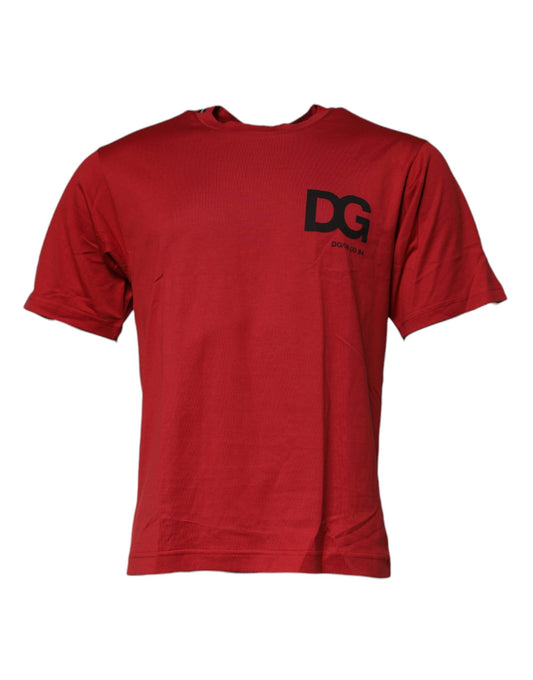 Dolce & Gabbana Red DG Logo Cotton Crew Neck T-shirt