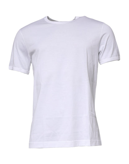 Dolce & Gabbana White Cotton Crew Neck Short Sleeves T-shirt