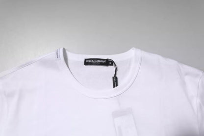 Dolce & Gabbana White Cotton Crew Neck Short Sleeves T-shirt