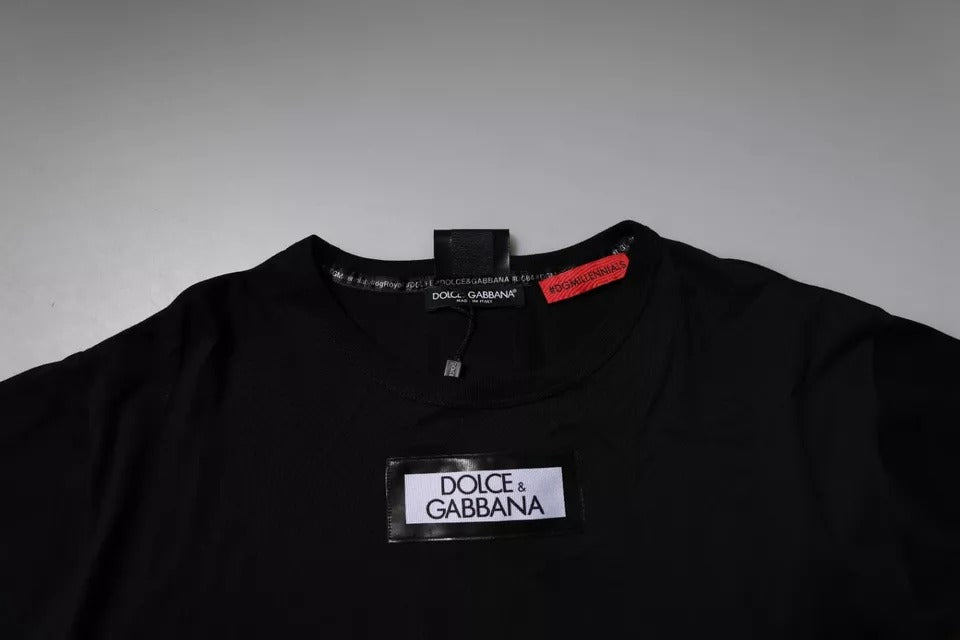 Dolce & Gabbana Black #DGMILLENNIALS Cotton Crew Neck T-shirt