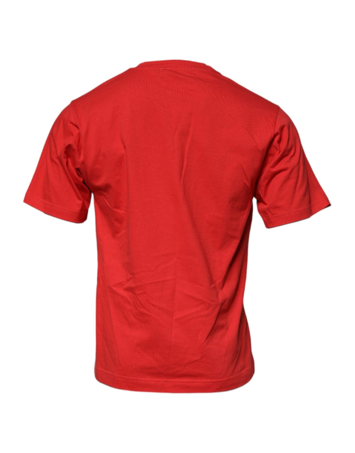 Dolce & Gabbana Red DG Logo Patch Cotton Crew Neck T-shirt