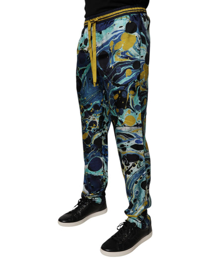 Dolce & Gabbana Multicolor Marble Print Jogger Sweatpants Pants