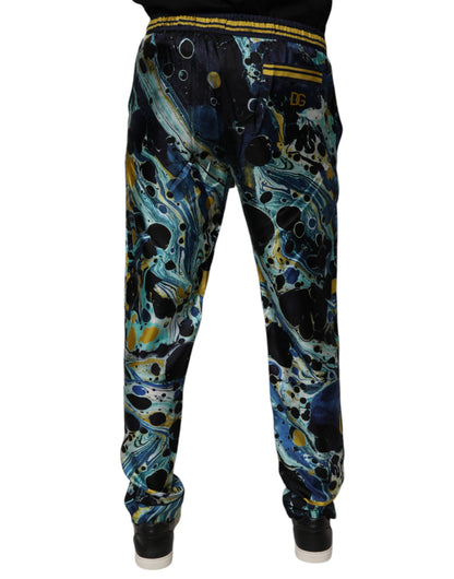 Dolce & Gabbana Multicolor Marble Print Jogger Sweatpants Pants