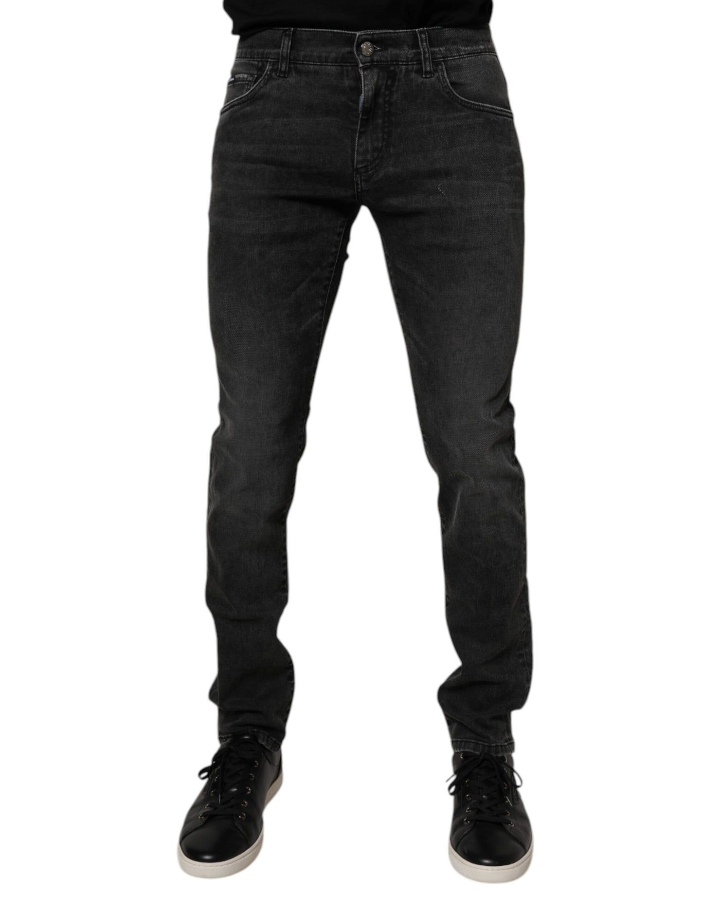 Dolce & Gabbana Black Cotton Stretch Skinny Men Denim Jeans