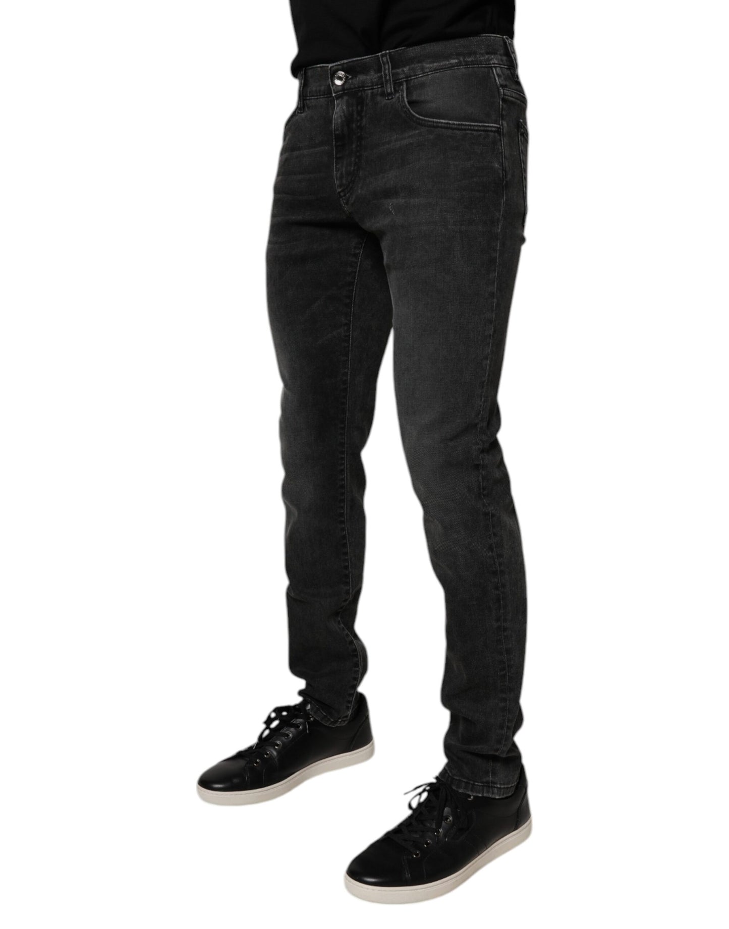 Dolce & Gabbana Black Cotton Stretch Skinny Men Denim Jeans