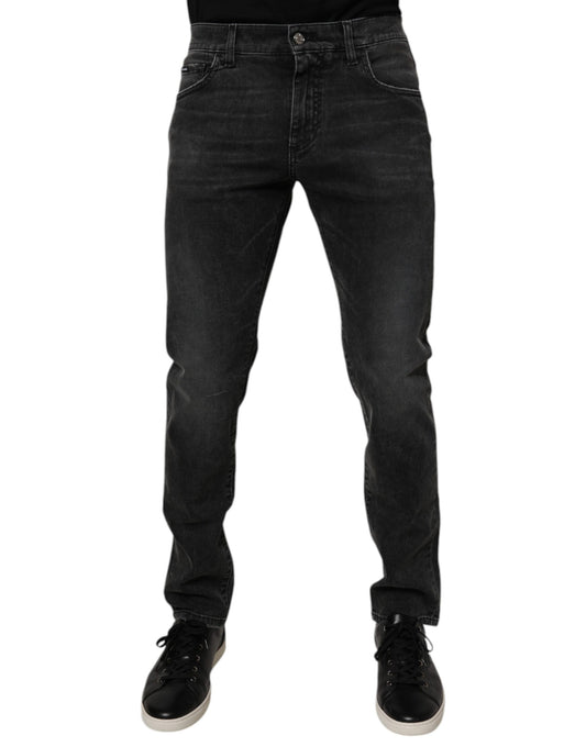 Dolce & Gabbana Black Cotton Stretch Skinny Men Denim Jeans