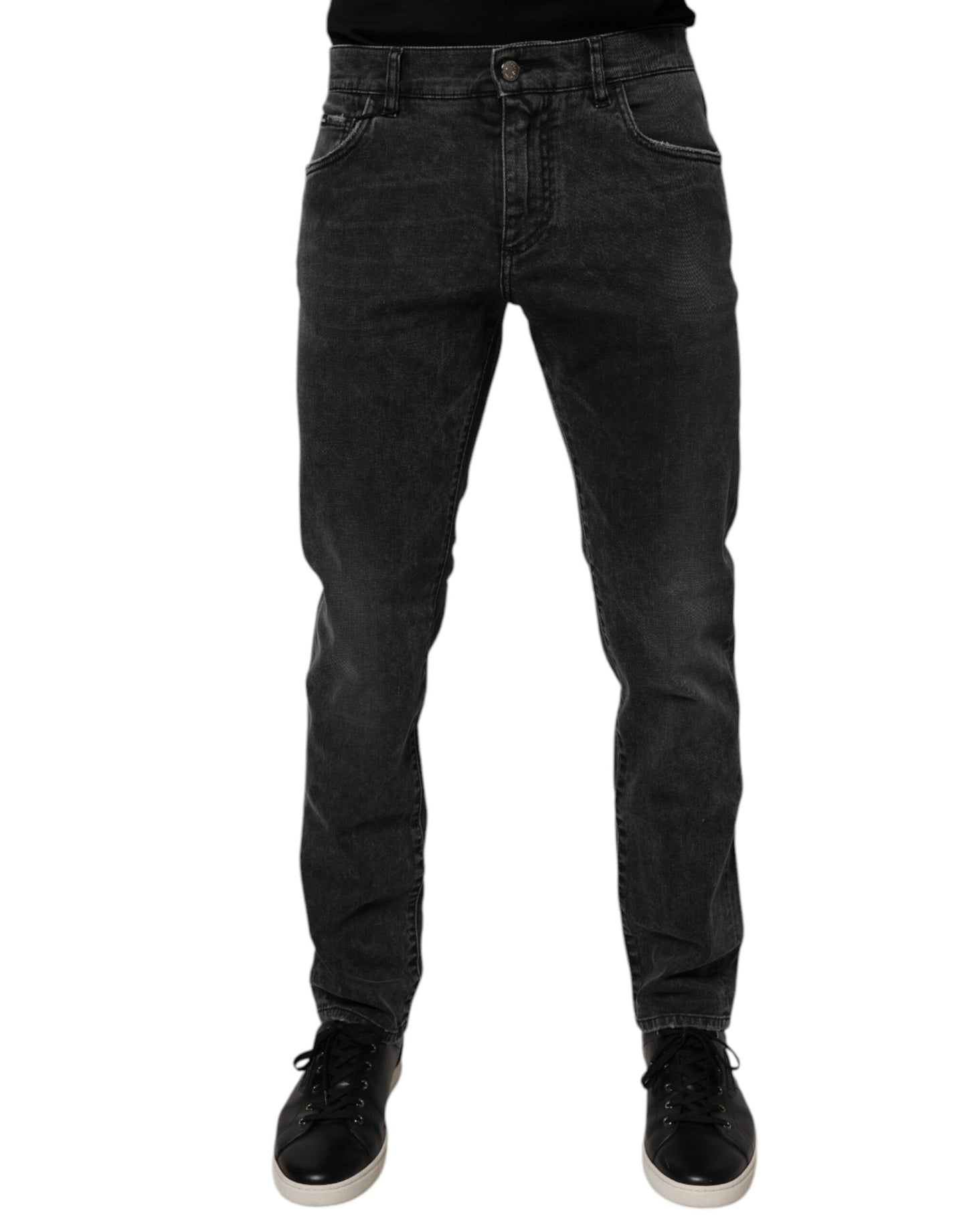 Dolce & Gabbana Black Cotton Stretch Skinny Men Denim Jeans