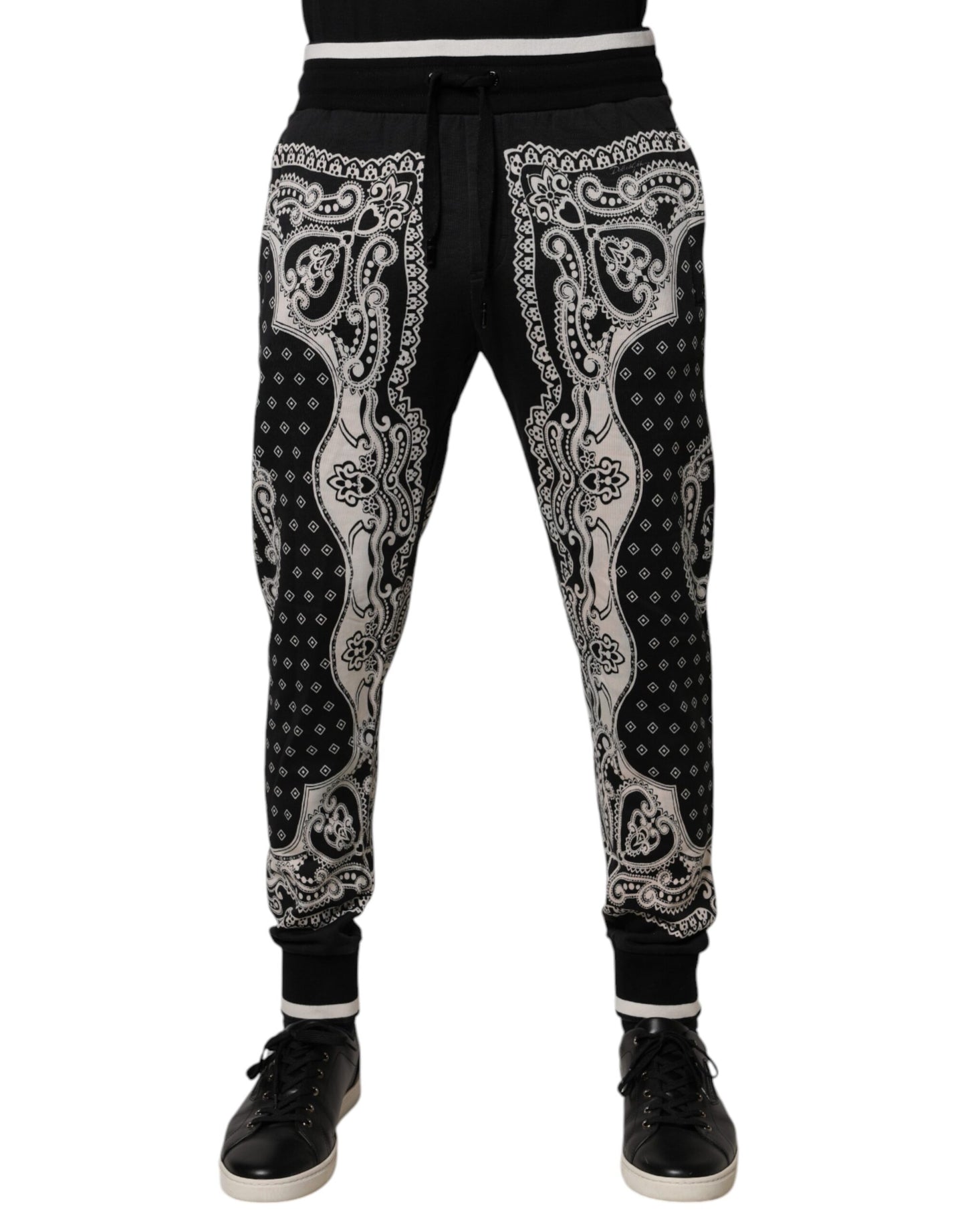 Dolce & Gabbana Black Bandana Cotton Jogger Pants