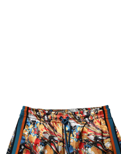 Dolce & Gabbana Multicolor Marble Satin Men Tracksuit Pants