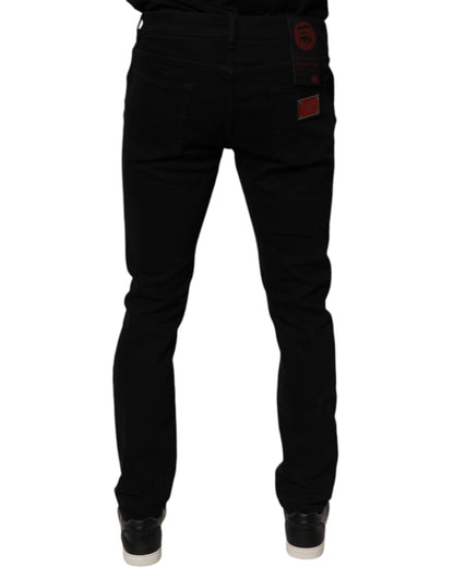 Dolce & Gabbana Black Tattered Cotton Skinny Men Denim Jeans