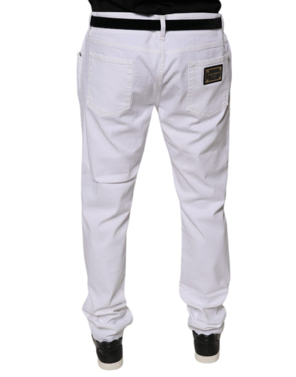 Dolce & Gabbana White Cotton Stretch Skinny Men Denim Jeans