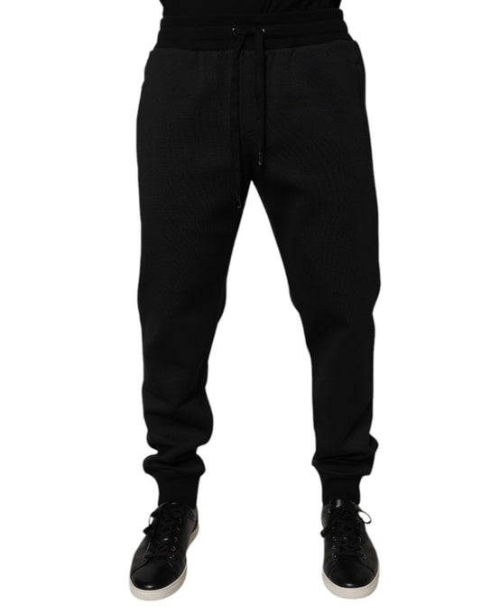 Dolce & Gabbana Black Polyester Men Jogger Sweatpants Pants