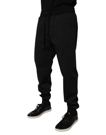 Dolce & Gabbana Black Polyester Men Jogger Sweatpants Pants