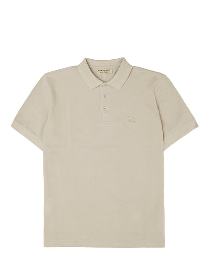 Burberry Pale Stone Cotton Collared Polo Shirt