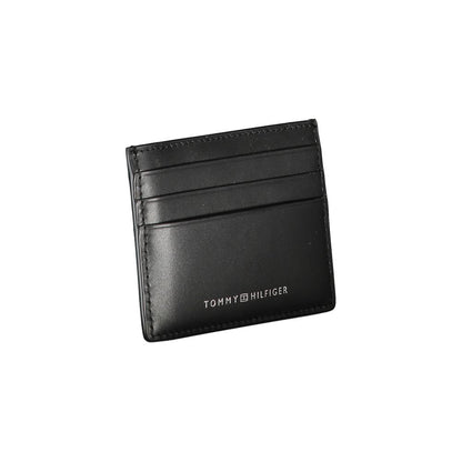 Tommy Hilfiger Chic Black Leather Card Holder with Contrast Detailing