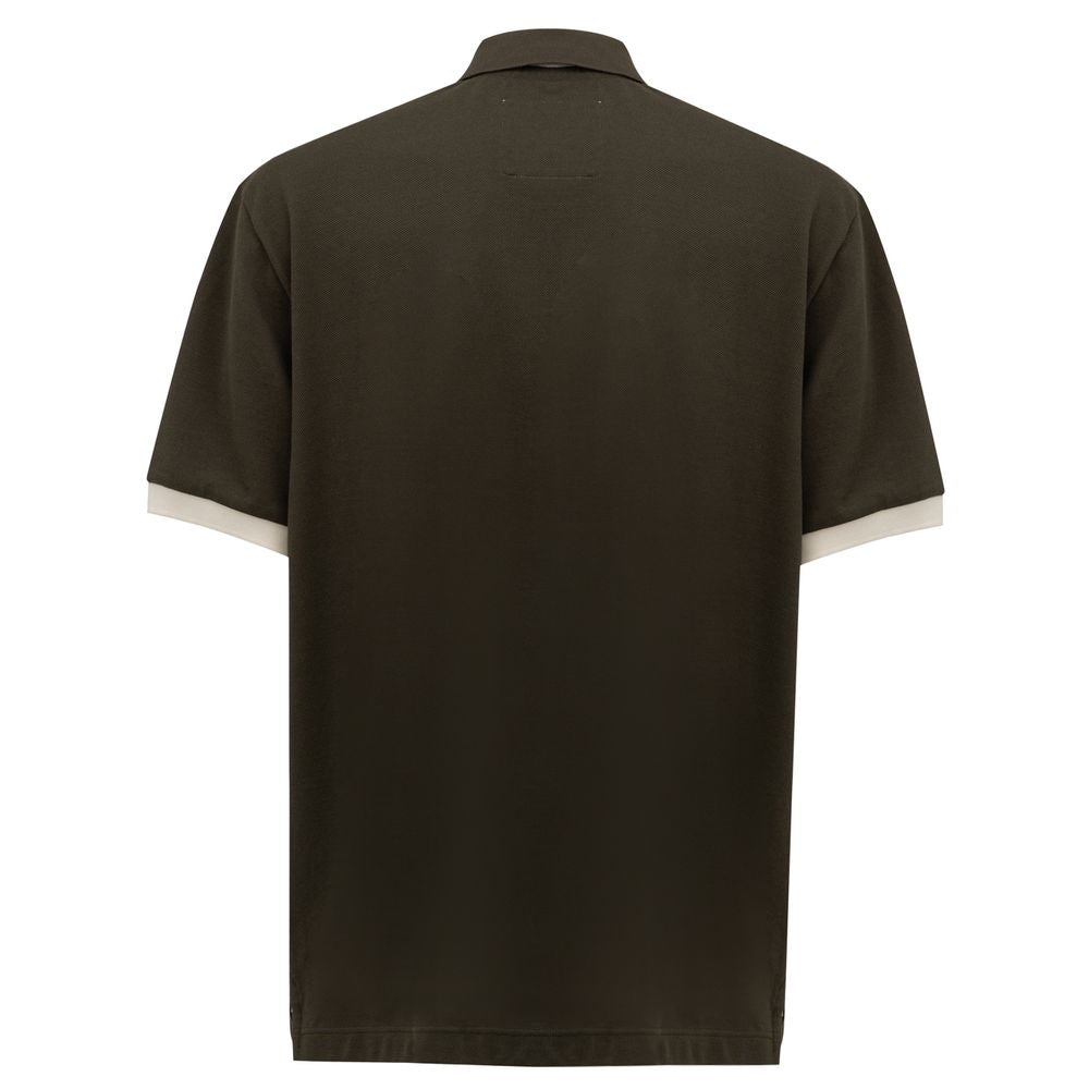 Canali Green Cotton Polo Shirt