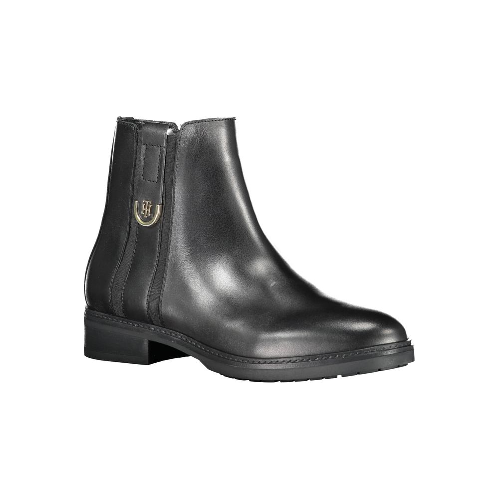 Tommy Hilfiger Black Leather Women Boot