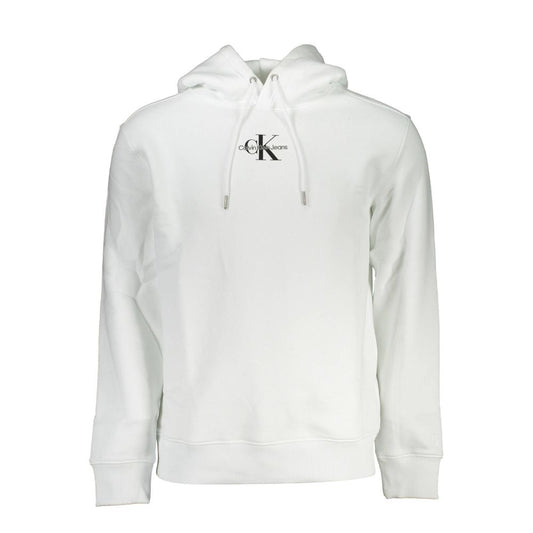 Calvin Klein Chic White Embroidered Hoodie with Eco-Conscious Touch