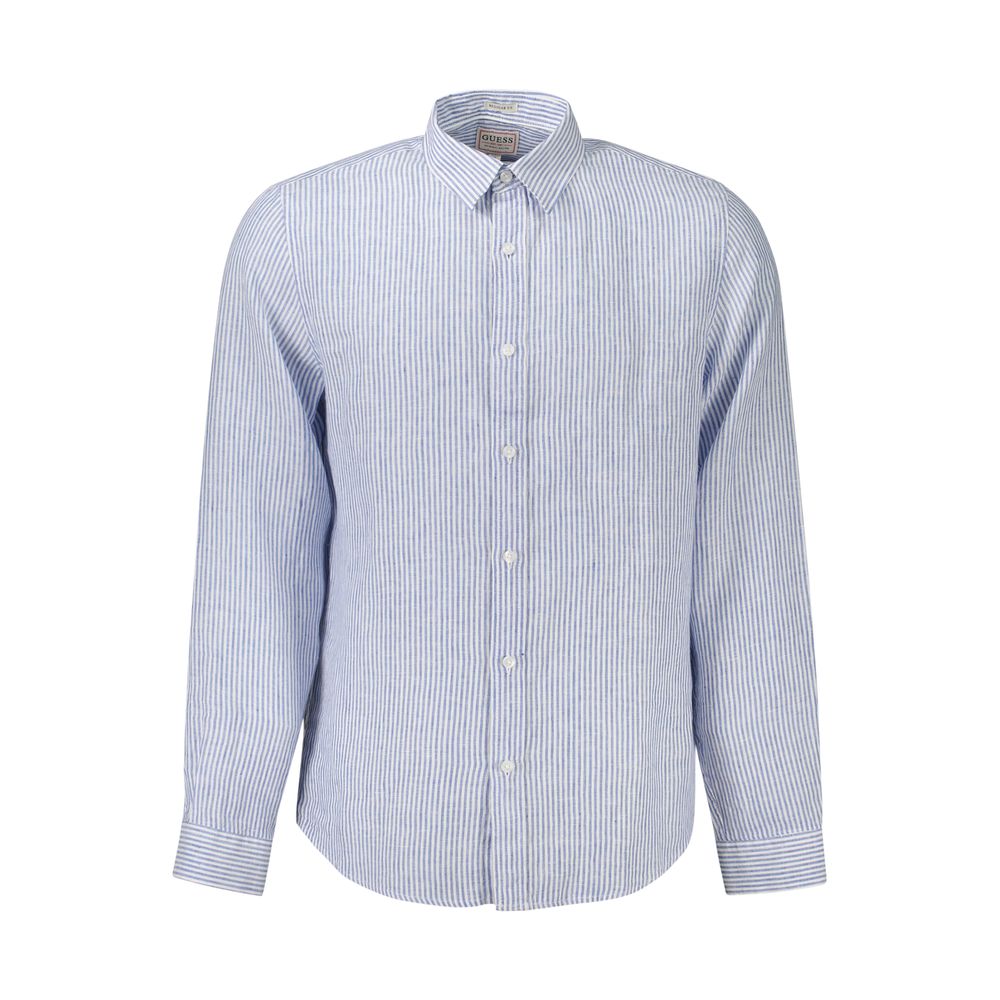 Guess Jeans Blue Linen Men Shirt