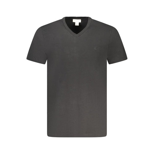 Calvin Klein Black Cotton Men V-Neck T-Shirt