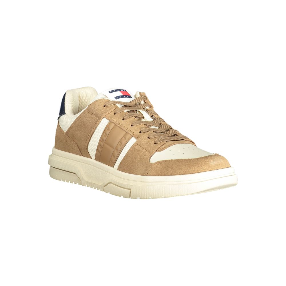 Tommy Hilfiger Beige Leather Men Sneaker