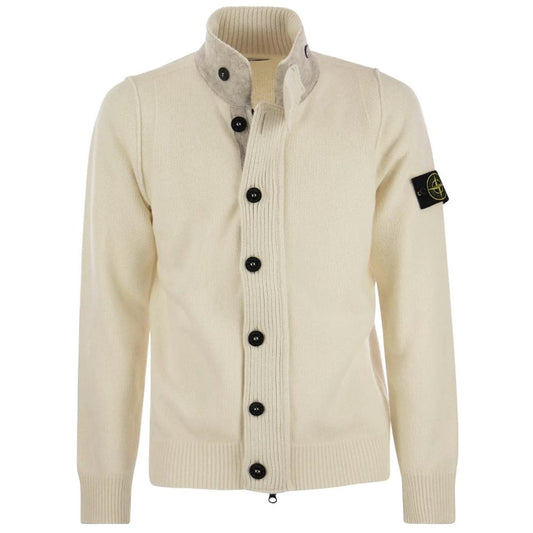 Stone Island White Wool Sweater