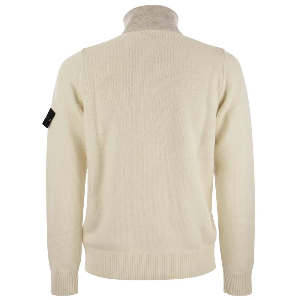 Stone Island White Wool Sweater