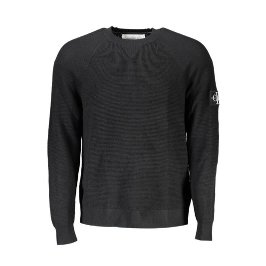 Calvin Klein Elegant Black Wool Sweater - Long Sleeved Crew Neck